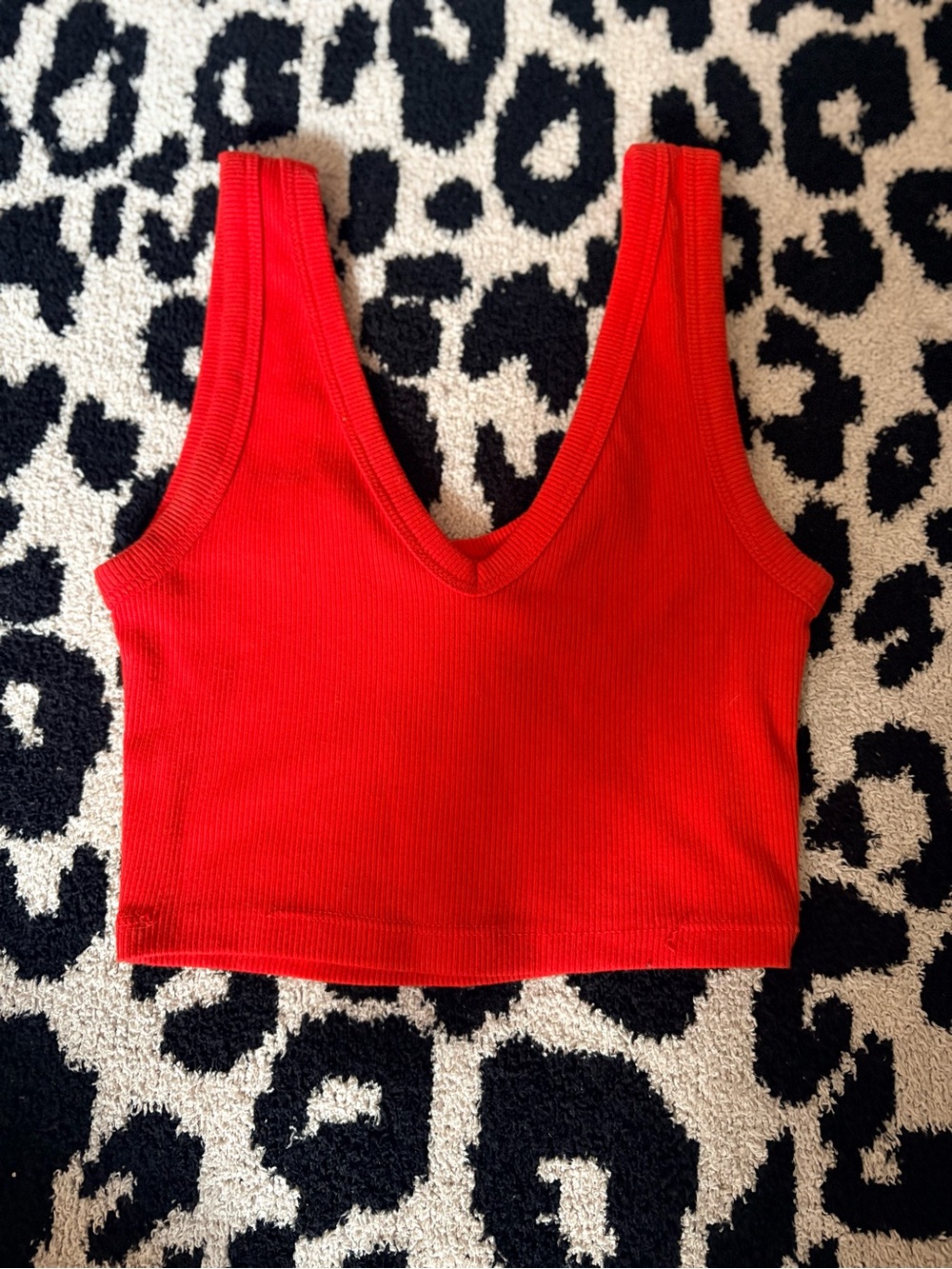 Red Ribbed V-Neck Crop Tank - Women Intimates